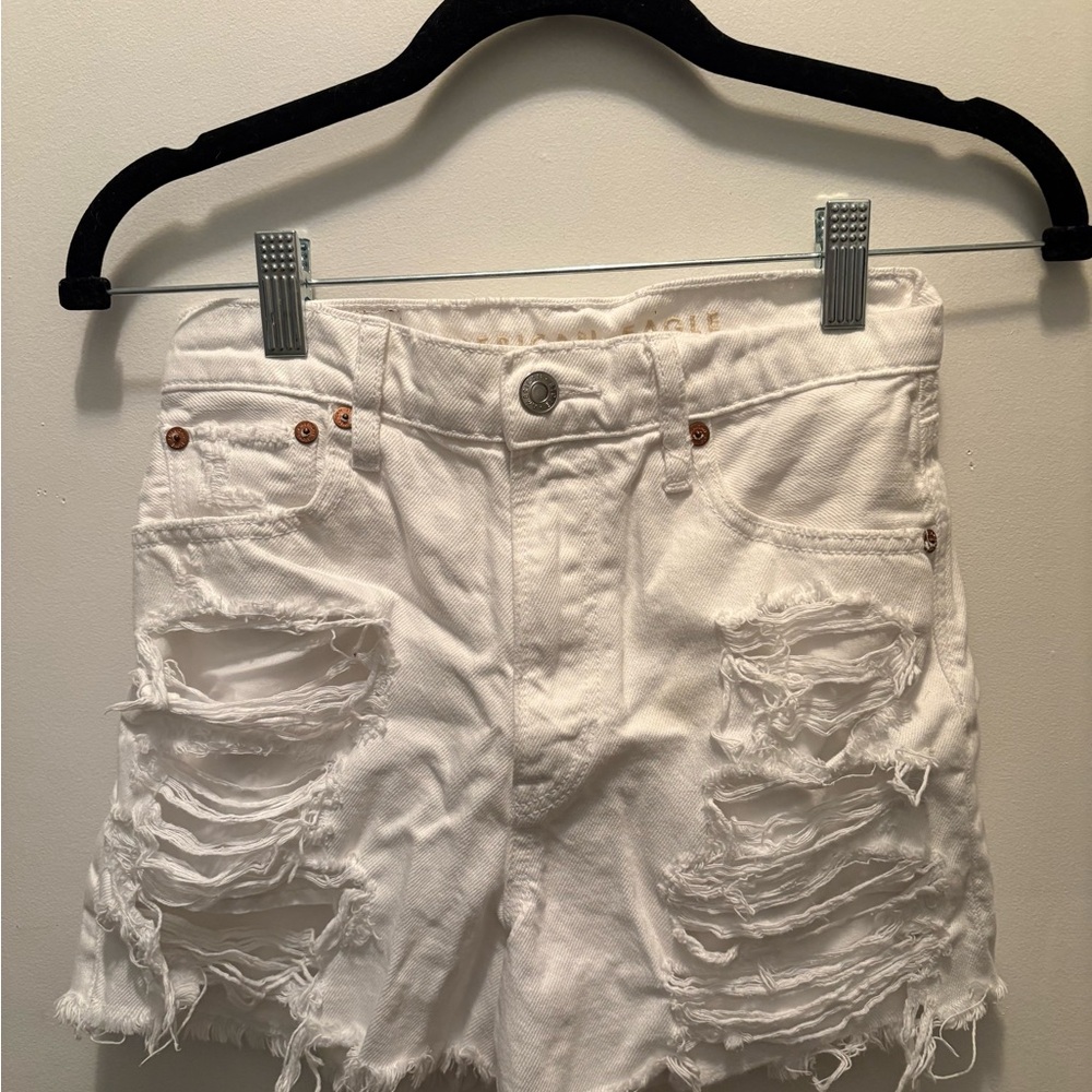 American Eagle Outfitters High Waist White Denim Shorts Size 00